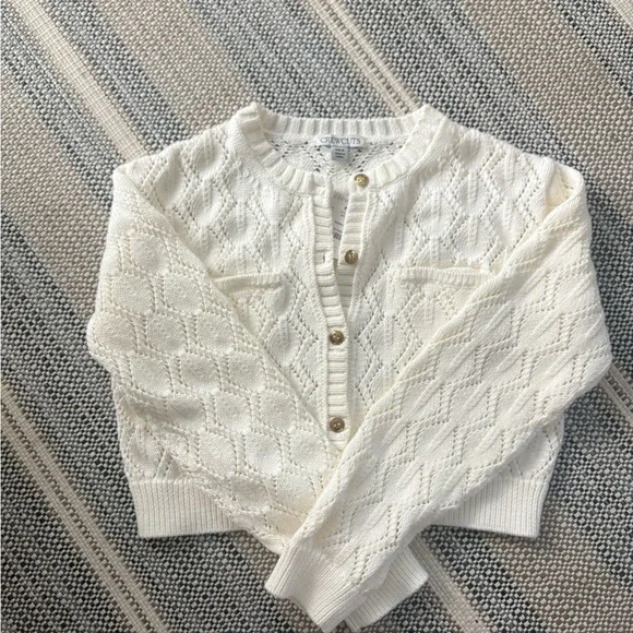 Girl’s Ivory Cropped Cardigan - Picture 1 of 6